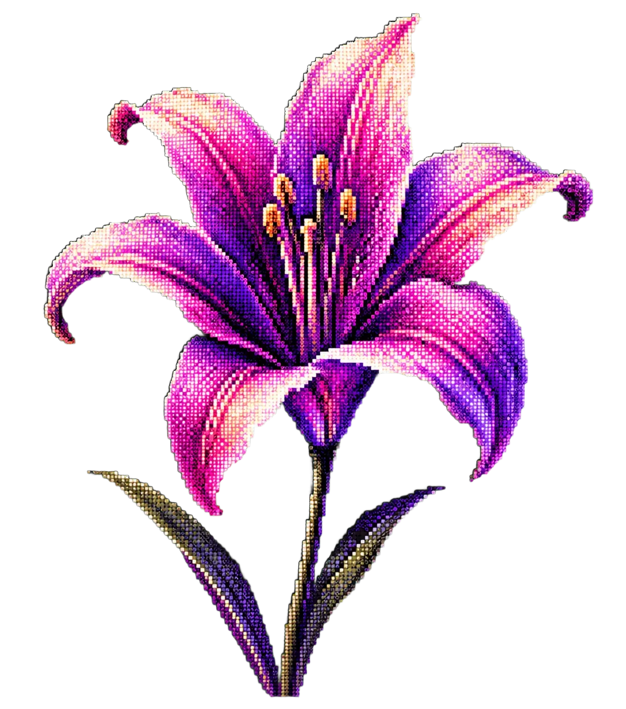 Lys en pixel-art rose et violet